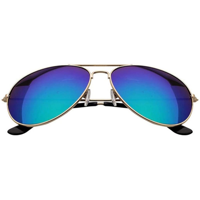 Goggle Ellipse Metal Frame Polarized Mirrored Sunglasses - Blue - C918WCMZA62 $14.48