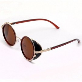 Oversized Unisex Mens Womens Steampunk Round Sunglasses Side Shields Vintage Cyber Goggles - G Brown - CH17YQD6WKN $12.69