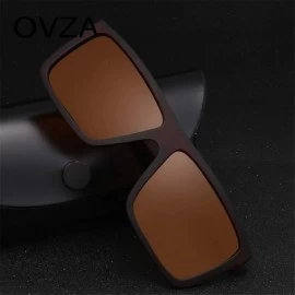 Oversized Men Sunglasses Polarized Flat Top Sunglasses Driving Sun Glasses - Sand Black - CE194OIM4SK $26.74