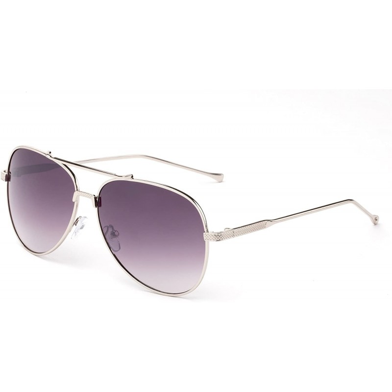 Aviator "Tinsha" Classic Pilot Style Fashion Sunglasses - Silver/Purple - CW12MCS5VK3 $14.61