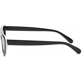 Oversized Fashion Oval Round Retro Sun glasses Color Plastic Lenses Sunglasses - Black White - CA18NI60H6G $11.87