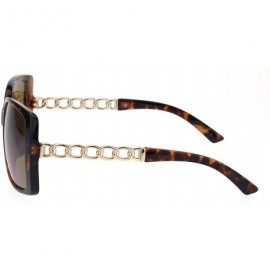 Butterfly Womens Unique Metal Chain Arm Rectangular Butterfly Fashion Sunglasses - Tortoise Brown - C118QINTE8Y $8.04