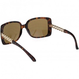 Butterfly Womens Unique Metal Chain Arm Rectangular Butterfly Fashion Sunglasses - Tortoise Brown - C118QINTE8Y $8.04