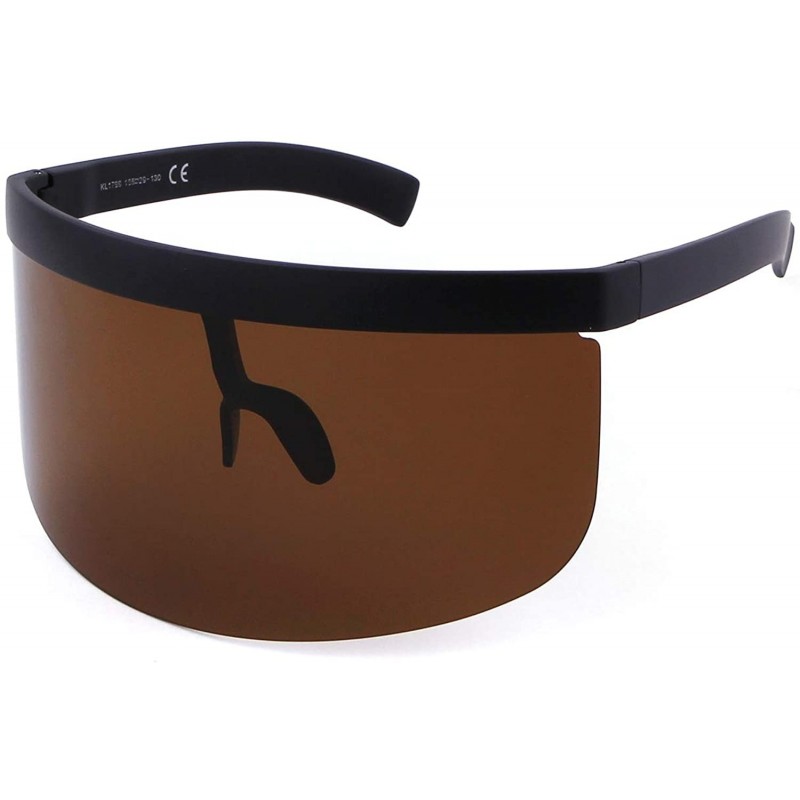 Wrap Oversized Futuristic Sunglasses for Women Men Shield Visor Glasses Lens UV400 Super Large - Brown - CK18XGDMK6T $8.68