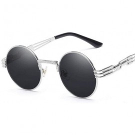 Round Luxury Metal Sunglasses Women Round Sunglass Steampunk Coating Random Color - Green - CT18XEC306U $8.45