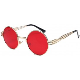 Round Luxury Metal Sunglasses Women Round Sunglass Steampunk Coating Random Color - Green - CT18XEC306U $8.45