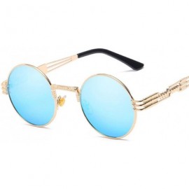 Round Luxury Metal Sunglasses Women Round Sunglass Steampunk Coating Random Color - Green - CT18XEC306U $8.45