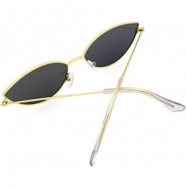 Cat Eye Fashion Trend Cat Eye Small Metal Frame Personality Sunglasses for Women - Golden Frame Gray Lens - CE18QYYT6NR $13.18