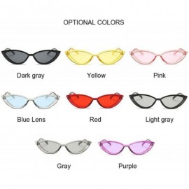 Goggle Cute Sexy Retro Cat Eye Sunglasses Women Small Black Transparent Triangle Vintage Cheap Sun Glasses Red Uv400 - CS197A...