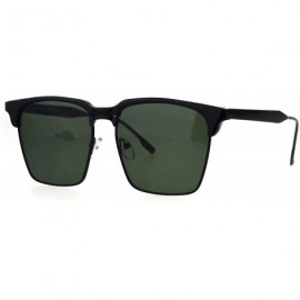 Rectangular Womens Flat Lens Boyfriend Style Hipster Half Rim Retro Sunglasses - Black Gunmetal Green - C217WZ7R5SX $13.38