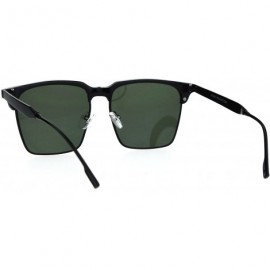 Rectangular Womens Flat Lens Boyfriend Style Hipster Half Rim Retro Sunglasses - Black Gunmetal Green - C217WZ7R5SX $13.38