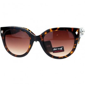 Rimless Skull Studded Womens Sunglasses Round Butterfly Fashion Eyewear - Tortoise - CK122KUO45L $9.53