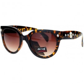 Rimless Skull Studded Womens Sunglasses Round Butterfly Fashion Eyewear - Tortoise - CK122KUO45L $9.53