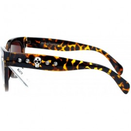 Rimless Skull Studded Womens Sunglasses Round Butterfly Fashion Eyewear - Tortoise - CK122KUO45L $9.53