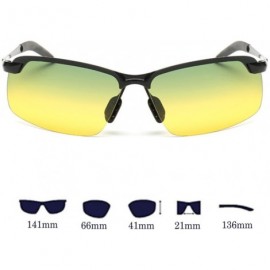 Sport Day Night Vision Sunglasses Polarized Wrap Glasses Yellow Tint Polycarbonate Lens Anti-glare Driving Eyewear - CQ18E2O4...