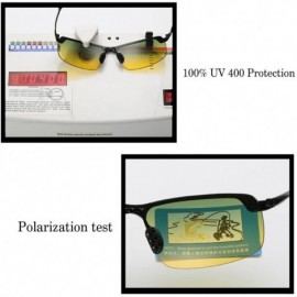 Sport Day Night Vision Sunglasses Polarized Wrap Glasses Yellow Tint Polycarbonate Lens Anti-glare Driving Eyewear - CQ18E2O4...