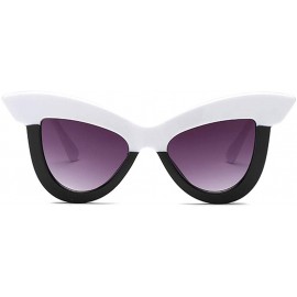 Cat Eye Vintage Cat Eye Sunglasses Women's Plastic Frame UV400 - White Black - CT18NI5YO9M $9.41