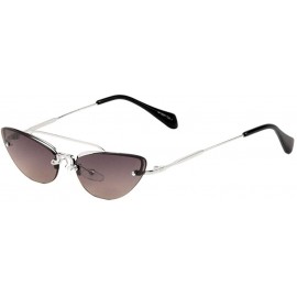 Rimless Metal Three Arm Top Bar Rimless Cat Eye Sunglasses - Smoke Silver - CM197A77L48 $11.13