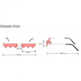 Rimless Hearts Shaped Sunglasses Women Unique Three One Piece Hearts Lens Small Rimless Frame Eyewear UV400 - 6 Red - C3190HE...