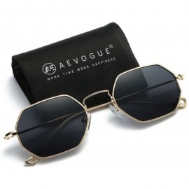 Rimless Unisex Sunglasses Small Metal Frame Asymmetry Temple AE0520 - Gold&black - CT12O6PPN0K $13.55