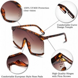 Rimless One Piece Sunglasses Oversized Shades Goggles Men Women B2515 - 02 Leopard - CJ18X9G09QK $17.28