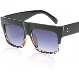 Oval Lady Vintage Big Square Sunglasses Rivet Eyewear Flat Top Sun Glasses - Brown Brown - CI18U24EZCE $20.89