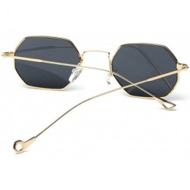 Rimless Unisex Sunglasses Small Metal Frame Asymmetry Temple AE0520 - Gold&black - CT12O6PPN0K $13.55