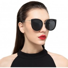 Oversized Cat Eye Sunglasses Women Retro Polarized Brand Sun Glasses S6018 - Black - CW186CWEY4N $12.84