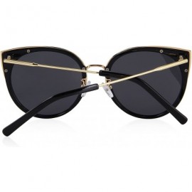 Oversized Cat Eye Sunglasses Women Retro Polarized Brand Sun Glasses S6018 - Black - CW186CWEY4N $12.84