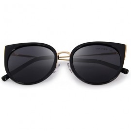 Oversized Cat Eye Sunglasses Women Retro Polarized Brand Sun Glasses S6018 - Black - CW186CWEY4N $12.84