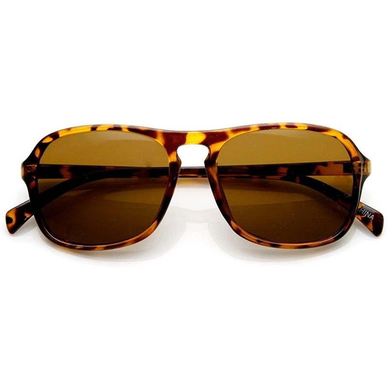 Aviator Classic Retro Fashion Keyhole Bridge Square Aviator Sunglasses (Tortoise Brown) - CD11J2QIV79 $10.76