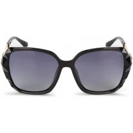 Square Vintage Polarized Sunglasses for Women Classic Shades 100% UV400 Protection Square Frame - Black - CV18UC0HYNQ $8.49