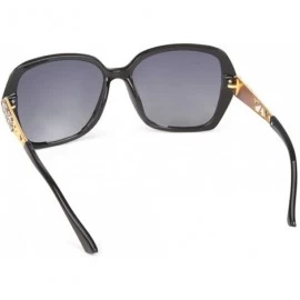 Square Vintage Polarized Sunglasses for Women Classic Shades 100% UV400 Protection Square Frame - Black - CV18UC0HYNQ $8.49