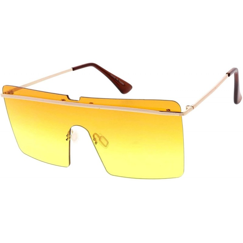 Oversized Flat Top Square Frame Aviator Candy Lens Fashion Sunglasses - Orange - CW18UDRMLN7 $11.31