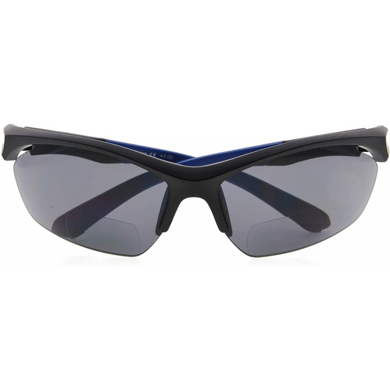 Sport Retro Mens Womens Sports Half-Rimless Bifocal Sunglasses - Black Frame/Blue Arm - C5189X5K6UM $20.36