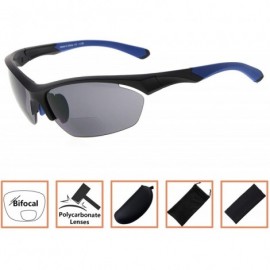 Sport Retro Mens Womens Sports Half-Rimless Bifocal Sunglasses - Black Frame/Blue Arm - C5189X5K6UM $20.36