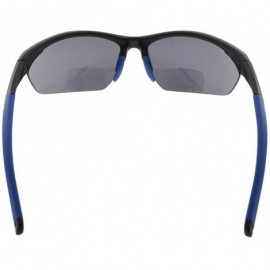 Sport Retro Mens Womens Sports Half-Rimless Bifocal Sunglasses - Black Frame/Blue Arm - C5189X5K6UM $20.36