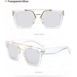 Rimless Designer Women Flat Top Exquisite Alloy Sunglasses Oversized Street Snap - Transparent Silver - CW18950QK8M $13.11