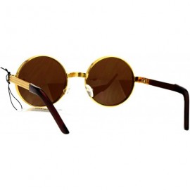 Round PASTL Fashion Sunglasses Unisex Round Circle 3 Tiered Metal Frame UV 400 - Yellow Gold (Brown) - C71857RCTE2 $10.43