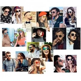 Round Steampunk Sunglasses Hippie Retro Round Driving Travel Glasses Women/Men - Black Frame/Flat Mirror - CT18D5T7AHG $25.52