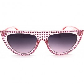 Cat Eye Womens Flat Top Full Sparkling Bling Rhinestone Retro Cat Eye Sunglasses - Pink Purple Smoke - C618ES9WLEE $13.61