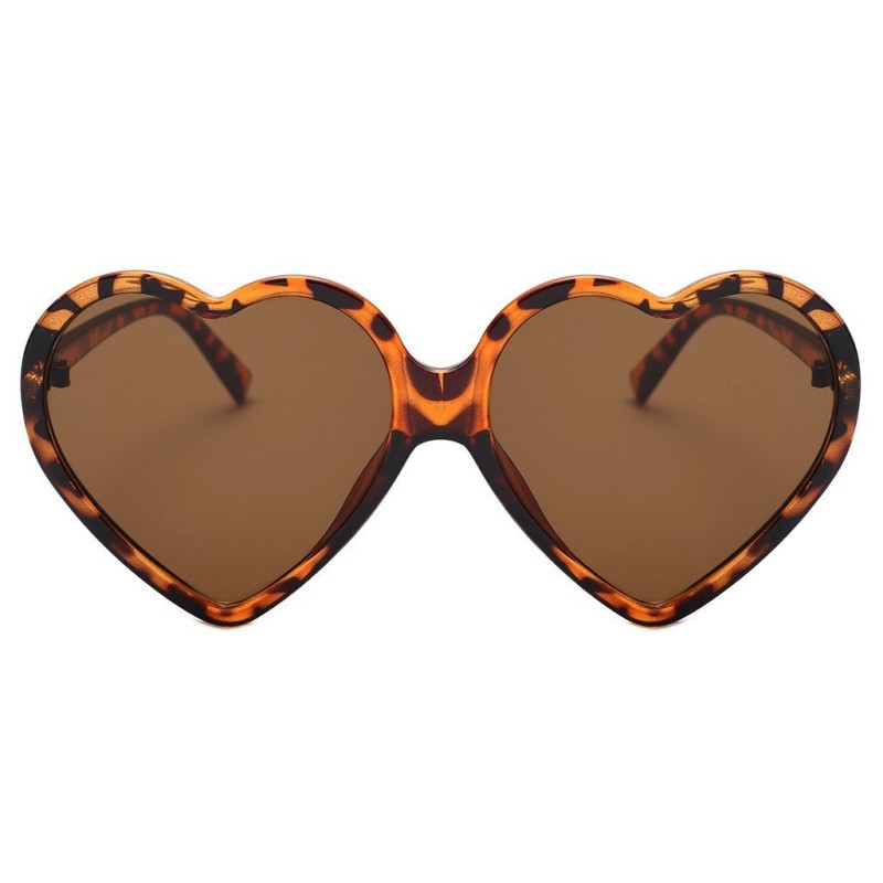 Oversized Heart Shaped Oversized Sunglasses Integrated - Brown - CH18Q43G2A5 $9.41