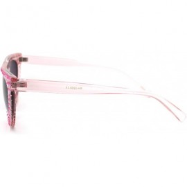 Cat Eye Womens Flat Top Full Sparkling Bling Rhinestone Retro Cat Eye Sunglasses - Pink Purple Smoke - C618ES9WLEE $13.61