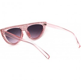 Cat Eye Womens Flat Top Full Sparkling Bling Rhinestone Retro Cat Eye Sunglasses - Pink Purple Smoke - C618ES9WLEE $13.61