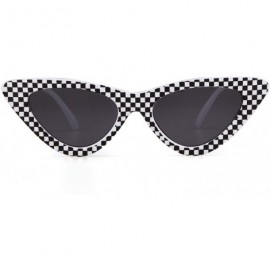 Round Cat Eye Sunglasses Women 90S Retro Vintage Small Frame Checkered Sun Glasses Black Red Pink Shades S031 - C23 - CJ197Y7...