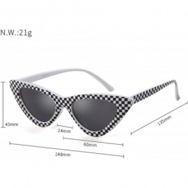 Round Cat Eye Sunglasses Women 90S Retro Vintage Small Frame Checkered Sun Glasses Black Red Pink Shades S031 - C23 - CJ197Y7...