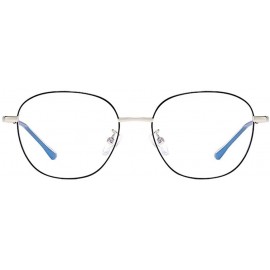 Round Computer Reading Glasses Lighweight Metal Frame Blue Light Blocking Readers for Men Women Business Work - Silver - C519...