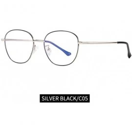 Round Computer Reading Glasses Lighweight Metal Frame Blue Light Blocking Readers for Men Women Business Work - Silver - C519...