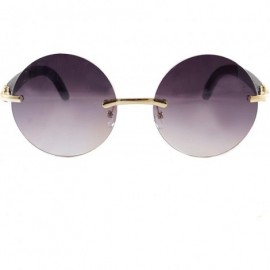 Rimless Vintage Rimless Round Metal & Wood Feel Smoke Gradient Sunglasses A225 - Gold Black Purple Gr - CP18I57H8Z6 $13.17