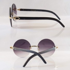 Rimless Vintage Rimless Round Metal & Wood Feel Smoke Gradient Sunglasses A225 - Gold Black Purple Gr - CP18I57H8Z6 $13.17